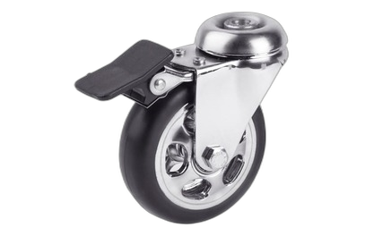 HTS Caster | Chrome Rim Blank Cross Furniture Casters with Brakes